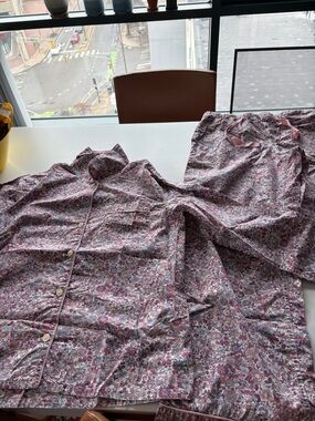 J. Crew Floral Cotton Pajama Set in Pink and Purple